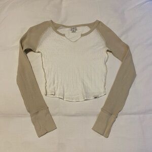 BDG Cream and Tan Long Sleeve Top